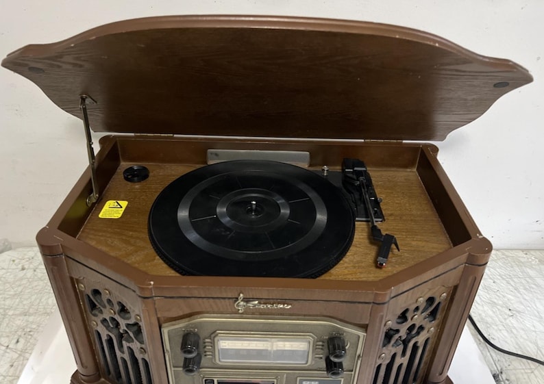 Emerson NR30STT 4-in-1 CD Cassette Phono am/fm Stereo Wood Tested image 5