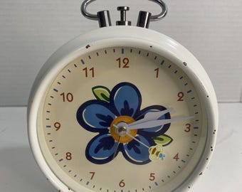 Vintage 1960's Diamond BEE's And Flowers Metal Functional Clock Shanghai China