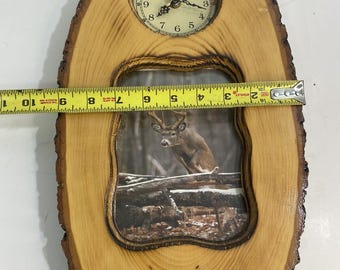 LNC Beautiful Wood Clock Log Slice With Inter Changeable 7" X 5" Photo of Yours