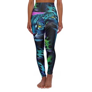 Vibrant Leopard High Waisted Yoga Leggings, Fitness Apparel, Workout Gear, Activewear, Stylish Leggings for Yoga and Leisure