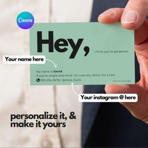 Datingvisitekaartje voor MANNEN om de eerste stap te zetten. Stel jezelf op een organische manier voor met deze sjabloon voor digitale Canva-visitekaartjes