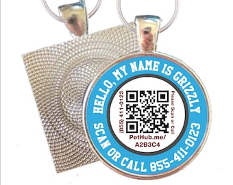 HELLO My Name Is Scannable QR ID Tag for Cats and Dogs- Powered by PetHub. Free Online Pet Profile