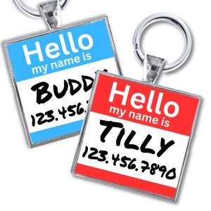 The Original &quot;Hello My Name Is&quot; Silver Pet ID Tag -As Seen In Modern Dog Magazine