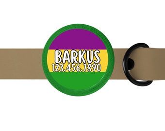 Mardi Gras Barkus Silent, Eco-Friendly, Ringless ID Tag for Cats and Dogs