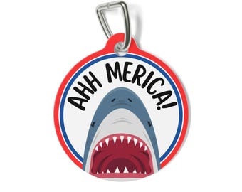 Shark Patriotic AHHMerica Personalized Pet Tag Tag