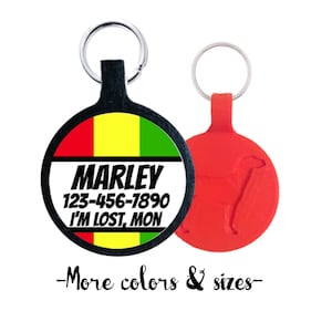 Bob Marley Rasta Stripes Personalized Dog ID Custom Pet Tag You Choose Tag Size & Colors Rastafarian Jamaica