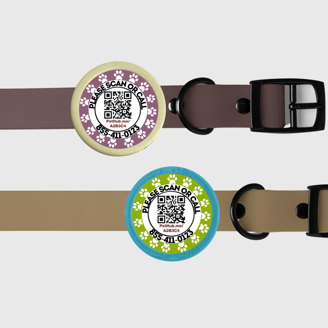 Scannable QR Code Paws TWIST Tag Silent Eco friendly Ringless ID Tag for Cats and Dogs Free Pet Profile Powered by Pethub Etsy