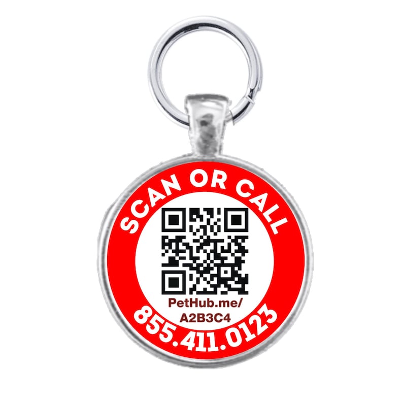 Scannable QR Code Dog Tag Cat ID Free PetHub Profile and Lost Pet Hotline image 1