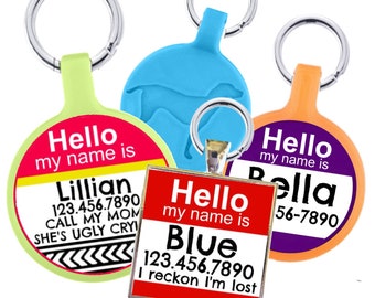 The Original "Hello My Name Is" Silver Pet ID Tag -As Seen In Modern Dog Magazine
