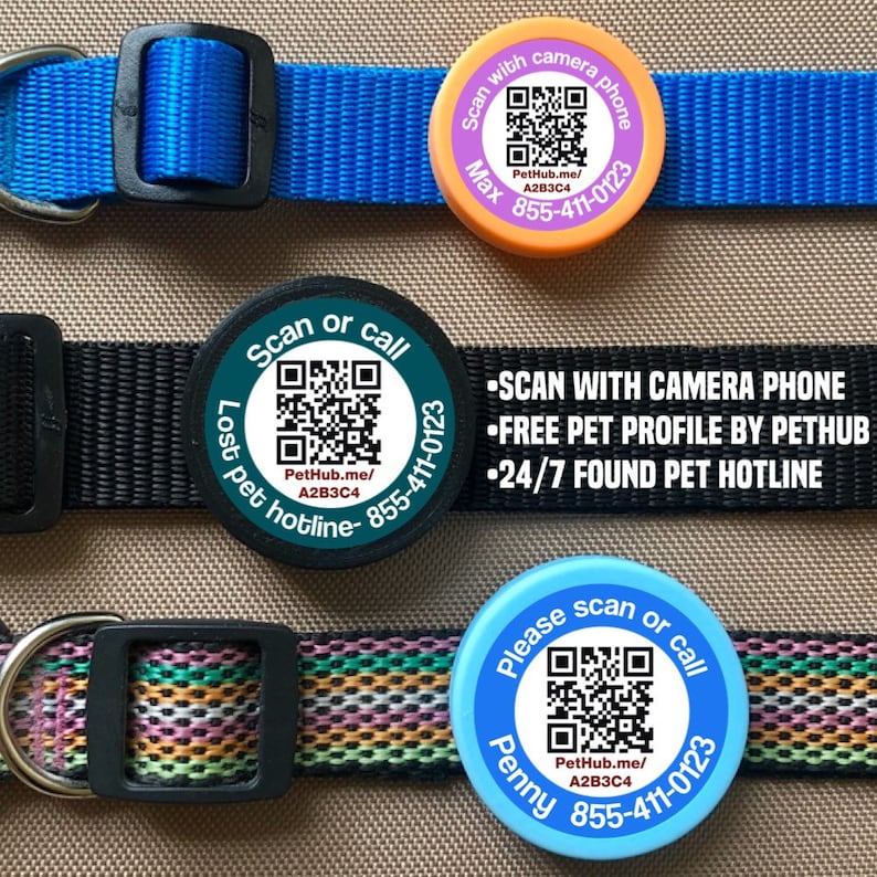 Scannable QR Code TWIST Tag Silent, Eco-Friendly, Ringless ID Tag for Cats and Dogs Powered by PetHub image 1