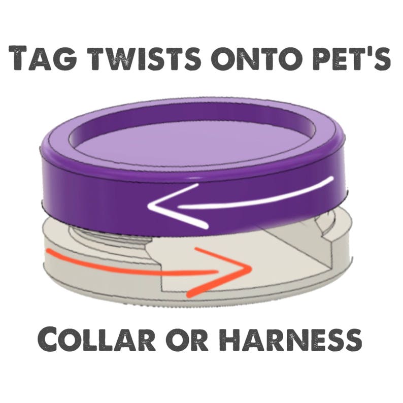 Solid Color Cursive TWIST TAG Silent, Eco-Friendly, Ringless & Silent ID Tag for Cats and Dogs image 6