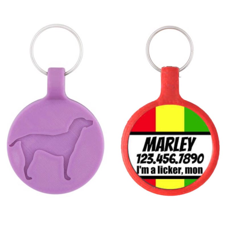 Bob Marley Rasta Stripes Personalized Dog ID Custom Pet Tag You Choose Tag Size & Colors Rastafarian Jamaica image 5
