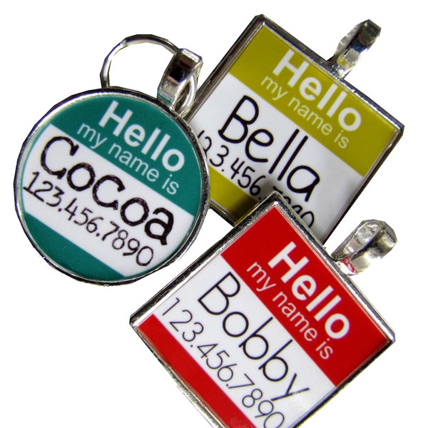 The Original "Hello My Name Is" Silver Pet ID Tag -As Seen In Modern Dog Magazine