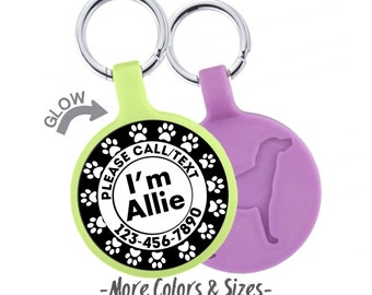 Personalized Dog ID Tag, Custom Ecoplastic Pet Tag, Glow in the Dark Option