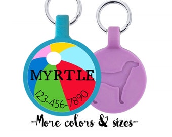 Beach Ball Summer Personalized Dog ID Pet Tag Custom Pet Tag You Choose Tag Size & Colors