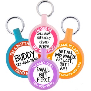 Funny Customized Text Pet ID Tag Dogs and Cats. More Colors & Sizes image 8