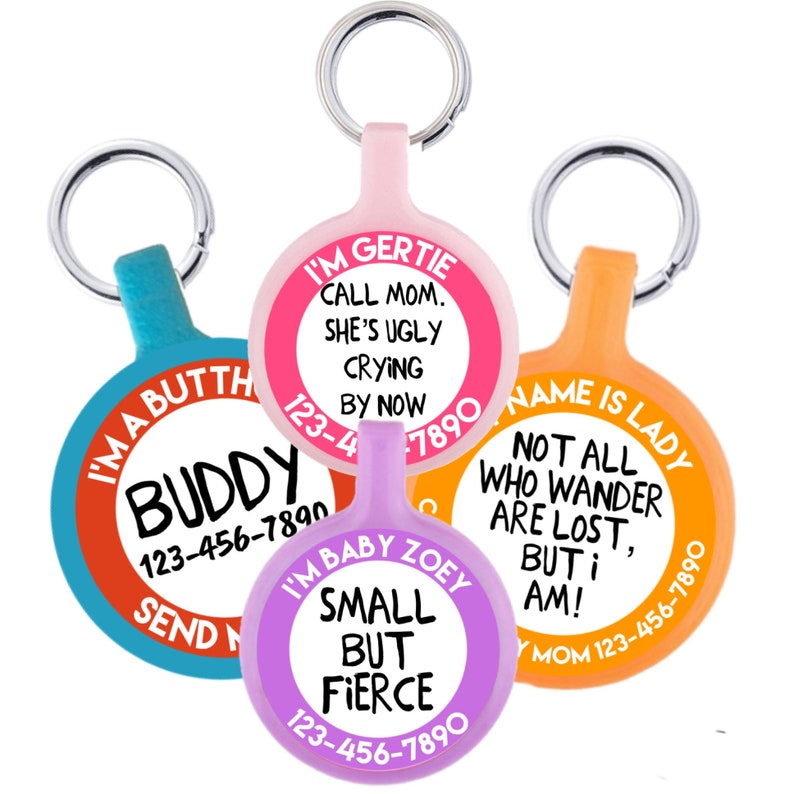 Funny Customized Text Pet ID Tag Dogs and Cats. More Colors & Sizes image 8