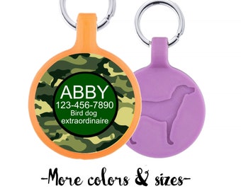 Camouflage Personalized Dog ID Pet Tag Custom Pet Tag You Choose Tag Size & Colors