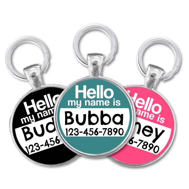 The Original Hello My Name Is Silver Pet ID Tag As Seen In Modern Dog Magazine image 1