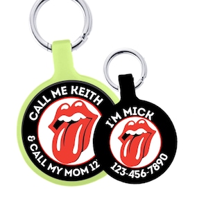 Rolling Stones-inspired Design Personalized Dog ID Pet Tag Custom Pet Tag You Choose Tag Size & Colors image 1