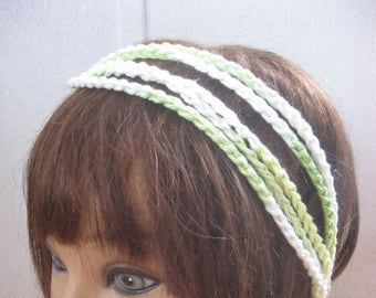 BoHo Crochet Hairband, Bohemian Band, GREEN Dread Wrap, Hair Accessory, Women n Teens, Hippie Hair Band, Hair Tie, Crochet Headband  BH5
