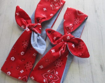 Mommy and Me Headbands, Boho Baby, RED Boho Toddler Bandana, RockaBilly HairBand, Baby and Toddler Hair Accessories