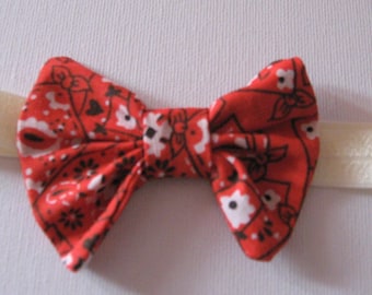 Baby Bow Headbands  Red Bandana Print Fabric Sweet Baby Bows Baby Hair Accessories