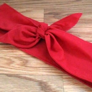 Women&#39;s Headbands that Tie, Hair Bandana RED head scarf, tie up headband, 50&#39;s pin up head wear, hair band for women,  #25
