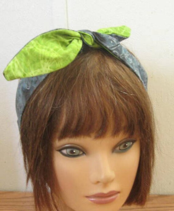 Skinny Headbands Women Green And Grey Pinup Adjustable Etsy
