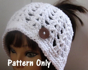 Messy Bun Hat Pattern, SUMMER and SPRING PonyTail Crochet Pattern, SUMMER Crochet Pattern, Summer Ponytail Hat,