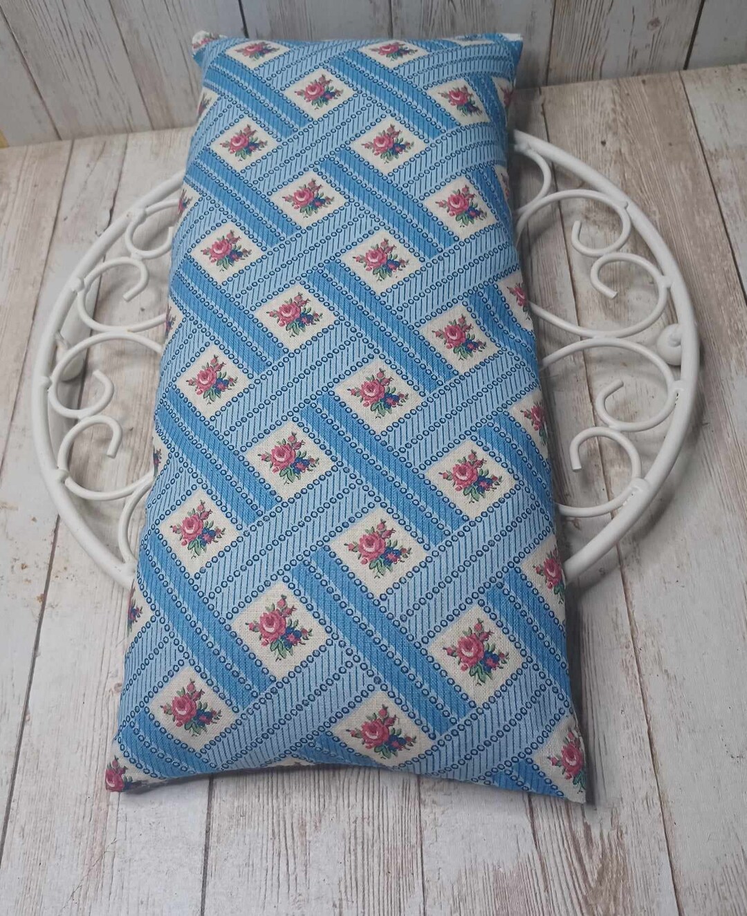 Microwaveable Rice Bag Heat Pack, Rice Heating Pad, Blue Vintage Rice