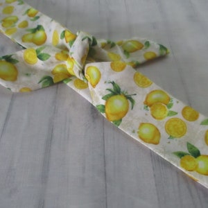 Skinny Headbands That Tie Womens LEMONS Narrow FRUITY Headband, Tie Up Headband,Bandana Headband,Thin Headband, Pony Tail Scarf, Purse Scarf
