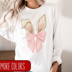 Bunny Lover Sweatshirt, Coquette Bow Sweater, Bunnie Mom, Rabbit Owner Gift,  Cute Bunny Mom Top, Womens Sweatshirt, Bunny Rabbit Shirt,