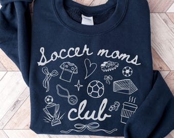 Sudadera del Club de Mamás Futbolistas, Suéter de Fútbol para el Día del Partido, Camiseta de Fútbol de Moda para Mujer, Regalo para Mamá Futbolista, Cuello Redondo para Mamá Deportiva, Mamá Futbolista para el Día del Partido