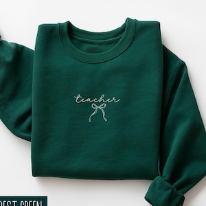 Teacher Sweatshirt With Coquette Bow, Cute Teacher Sweater, Teacher Appreciation Gift, Back To School, Teacher Gift, School Staff Gift,