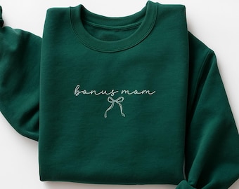 Cute Bonus Mom Sweatshirt With Coquette Bow, Stepmom Sweater, Bonus Mom Gift, Cute Bonus Mom Shirt, New Step Mom Gifts, Mothers Day Gift