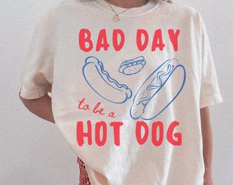 Camiseta "Un mal día para ser un perrito caliente", Camiseta de perrito caliente, Regalo para amantes de los perritos calientes, Divertida camiseta de perrito caliente, Camiseta divertida del 4 de julio, Camiseta de camping, Regalo para amantes de la comida, Camiseta de barbacoa