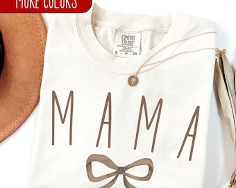 Comfort Colors Mama Shirt, Coquette Bow Mama, Trendy Mom Tee, Mothers Day Gift,  Pregnancy Announce, Coquette Mama, Mommy Tshirt, Mom Gift
