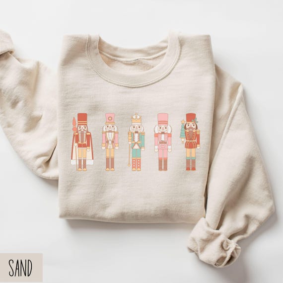 Minimalist Nutcracker Sweatshirt, Christmas Nutcracker Sweater, Christmas Gift For Her, Vintage Nutcracker Shirt, Xmas Sweatshirt, Pink Xmas