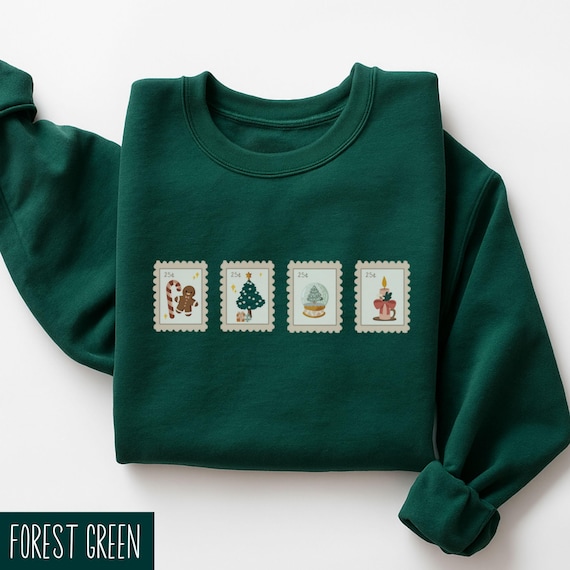 Christmas Stamp Sweatshirt, Cute Christmas Sweater, Stamp Collector Gift, Winter Sweater, Retro Christmas Shirt, Gift For Bestfriend, Xmas