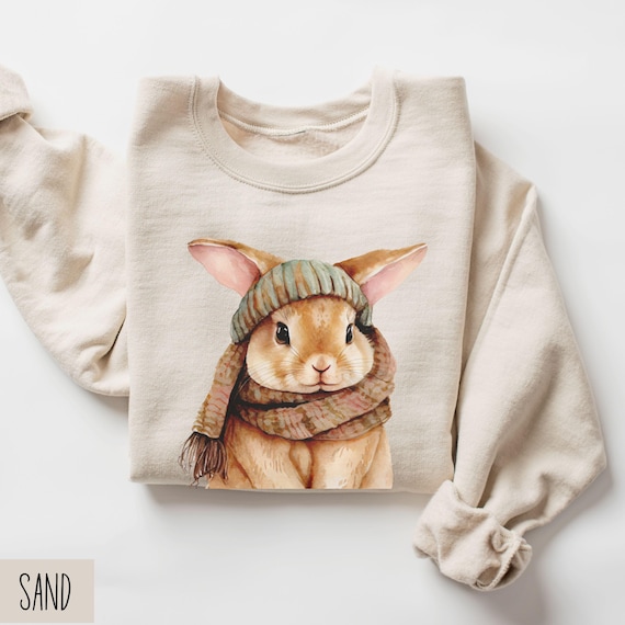 Cute Bunny Sweatshirt, Cozy Season Sweater, Cute Animal Sweatshirt, Bunny Shirt, Vet Gift, Bunny Mom Gift, Winter Sweater, Pet Lover Gift
