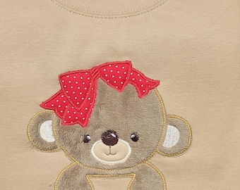 Embroidered Teddy Bear Crewneck Sweatshirt, Gift