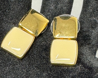 Vintage Napier- cream colored and gold tone earrings