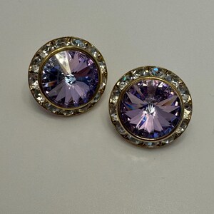 Brincos facetados de cristal violeta - vintage