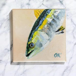 Fish Oil Painting with Texture Underwater Art Decor 4 x 4 inches