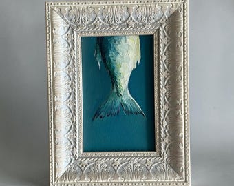 Original Mini Ölgemälde - Bunte Fischschwanz Kunst