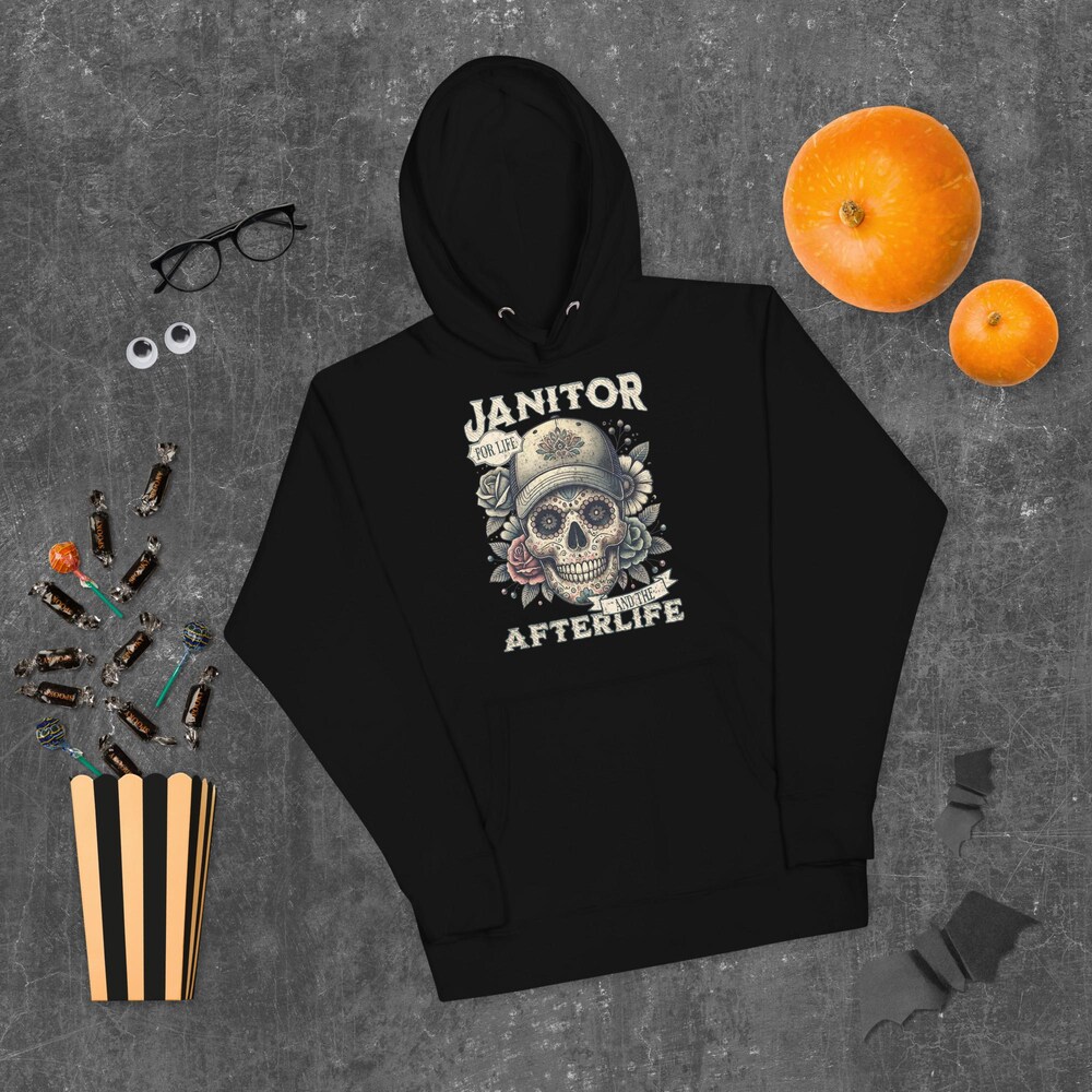 Día De Los Muertos Janitor Hoodie – Mexican Halloween Hoodie | Sugar Skull Hoodie | Floral Skeleton Hoodie Donuink Store