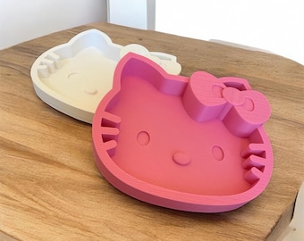 Classic Cartoon Kitty with Bow Inspired Tray I Jewelry Organizer I Holiday Gift I Trinket Dish for Kitty Fans I Birthday Gift I Valentine's
