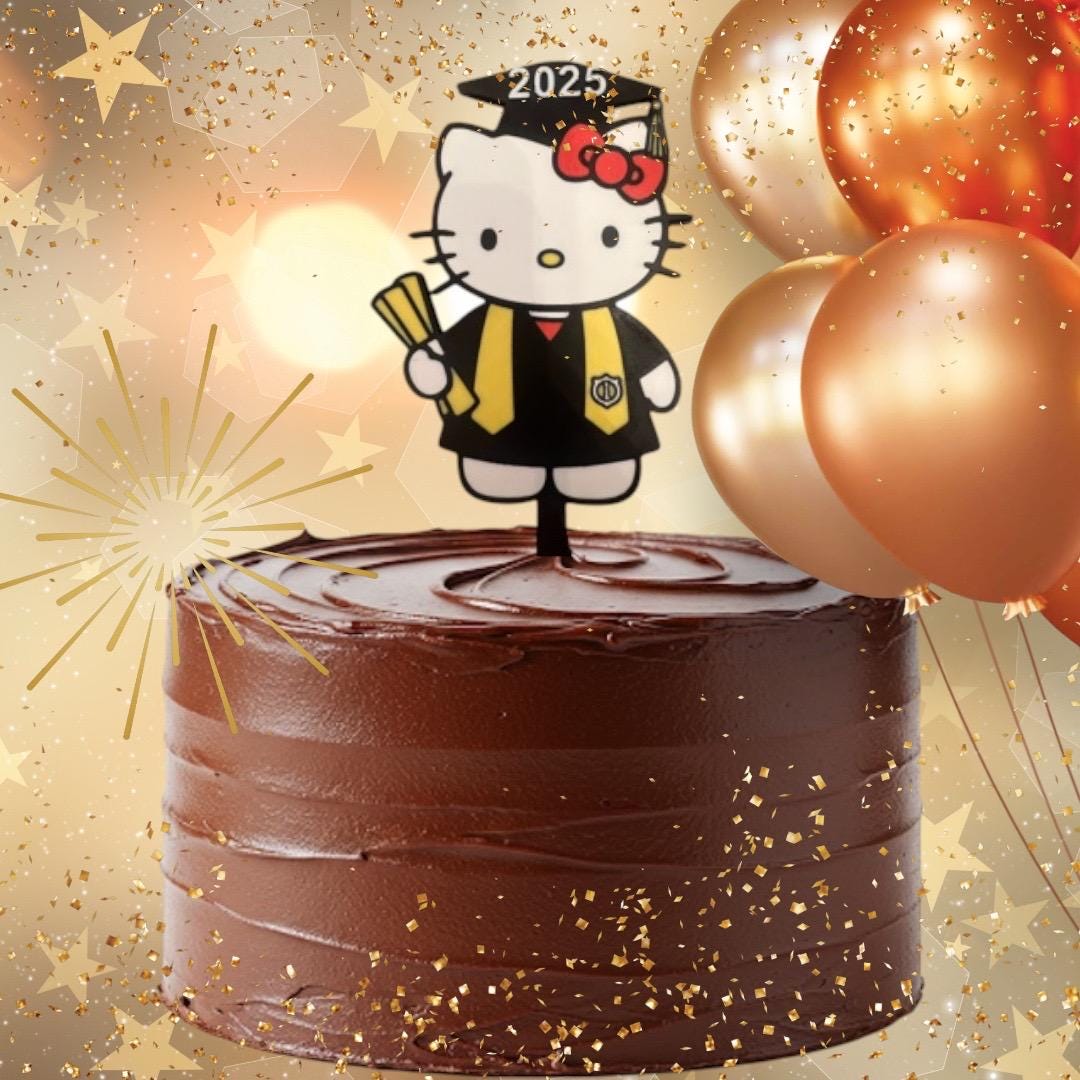 Hello Kitty Inspired Graduation Cake Topper I High School Graduation ...