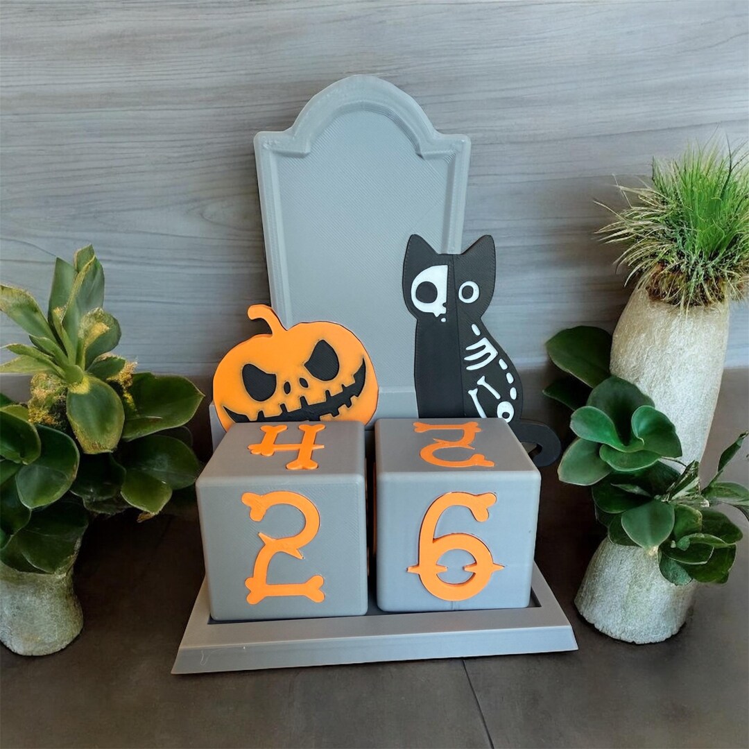 Halloween Countdown I 3D Printed Skeleton Cat Pumpkin Halloween ...